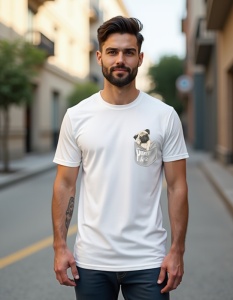 Tricou personalizat pentru bărbați din bumbac 100% - Pocket Pug V2