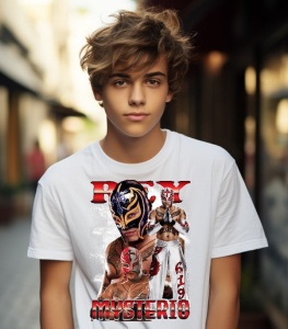 Tricou personalizat pentru copii cu luptatorul de Wrestling-WWE Rey Mysterio
