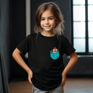 Tricou personalizat pentru copii din bumbac 100% cu imprimeu de buzunar - Taz, diavolul tasmanian din Looney Tunes - Cadou amuzant pentru fanii desenelor animate - Img 5