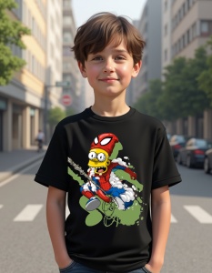 Tricou personalizat pentru copii din bumbac 100% - SpiderBart, The Simpsons, Spider-Man, desen animat, erou - Img 2