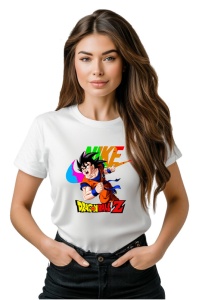 Tricou personalizat pentru damă din bumbac 100% Dragon Ball Z Goku, cu imprimeu pentru femei, stil modern, confortabil, tricou personalizat