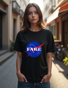 Tricou personalizat pentru dama din bumbac 100% - Fake NASA - Img 2