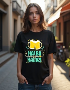Tricou personalizat pentru dama din bumbac 100% - Halba cu Hamei - Img 2