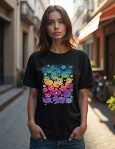 Tricou personalizat pentru dama din bumbac 100% - Ink Cat Rainbow - Img 2
