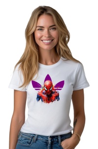 Tricou personalizat pentru damă din bumbac 100% Mad Spiderman, cu imprimeu pentru femei, stil modern, confortabil, tricou personalizat