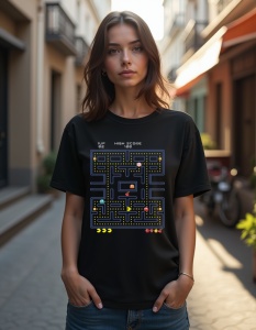 Tricou personalizat pentru dama din bumbac 100% - Pacman Retro