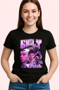 Tricou Pierre Gasly Portret Si Masina Colaj Echipa Alfatouri Formula 1, Copii | Dama | Barbat - Img 2