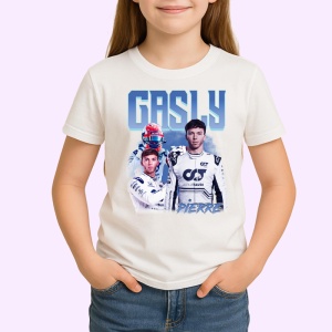 Tricou Pierre Gasly Portret Si Masina Costum Alb Formula 1, Copii | Dama | Barbat - Img 3