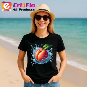 Tricou Piersica si stropi racoritori, Fructe, Copii | Dama, culoare negru - Img 11