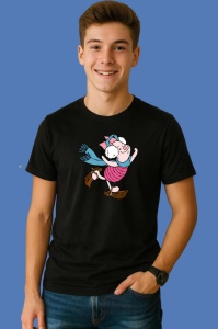 Tricou Piglet Cu Fular Albastru Si Bucurie De Craciun, din bumbac 100% Copii | Dama | Barbat - Img 3