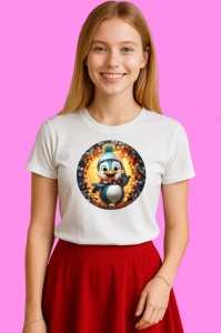 Tricou Pinguin Cu Fular, din bumbac 100% Copii | Dama | Barbat - Img 3