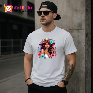 Tricou pink hat floral lady, doamna cu palarie roz si flori, Copii | Dama | Barbat - Img 4