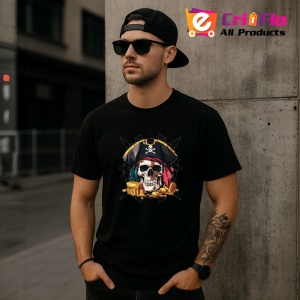 Tricou Pirat Craniu Comori Color, Copii | Dama | Barbat, culoare negru - Img 7