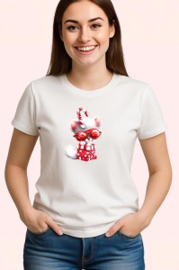 Tricou Pisica alba cu cadou si ochelari de Craciun Copii | Dama | Barbat - Img 3