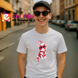 Tricou Pisica baston alb rosu si fundita uriasa Copii | Dama | Barbat - Img 5