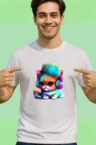 Tricou Pisica cu barba si ochelari rotunzi stil retro Copii | Dama | Barbat - Img 2