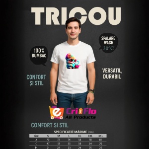 Tricou Pisica curcubeu cu ochelari si cana roz Copii | Dama | Barbat - Img 6