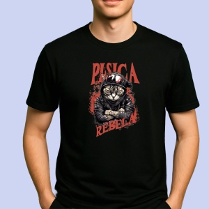Tricou Pisica rebela Negru, Copii | Dama | Barbat