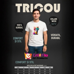 Tricou Pisicuta cu cana cafea si flori mov galbene Copii | Dama | Barbat - Img 7