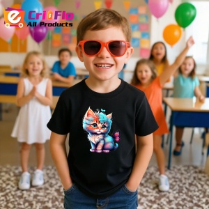 Tricou Pisicuta cu coada albastra si fluture fundal curat Copii | Dama | Barbat, culoare negru - Img 11