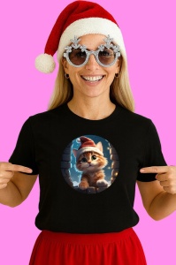 Tricou Pisicuta De Craciun, din bumbac 100% Copii | Dama | Barbat