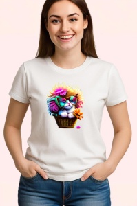 Tricou Pisicuta in cos cu ochelari si floare roz Copii | Dama | Barbat - Img 3