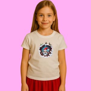 Tricou Pitic Craciun Cu Fundal Rosu Si Braduti, din bumbac 100% Copii | Dama | Barbat
