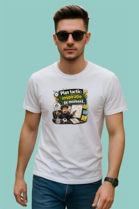 Tricou Plan Tactic Inspiratie De Moment Antrenor, din bumbac 100% , tricou alb pentru Copii | Dama | Barbat - Img 3