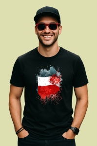 Tricou Poland Steag Splash Art, Copii | Dama | Barbat, culoare negru