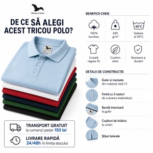 Tricou Polo Bărbat din Bumbac 100%, tip Tommy Casual, Regular Fit, Mărimi S - 3XL, 12 Culori - Img 9