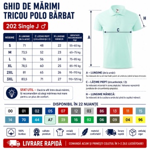Tricou Polo Bărbat Malfini Single J. 202, 100% Bumbac, 180 g/m², Guler Polo 1:1, Finisaj cu Silicon, 22 Culori, Mărimi S–3XL - Img 4