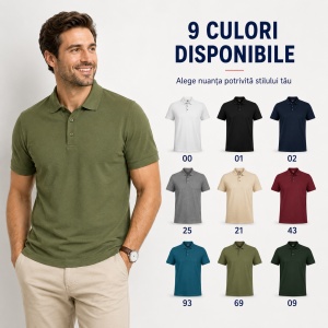 Tricou Polo Bărbați Malfini Prime GOTS 234, 100% Bumbac Organic, 200 g/m², Mărimi S 3XL, 9 Culori - Img 5