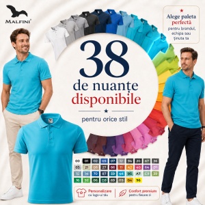 Tricou Polo Bărbați simplu, Malfini – Casual Office,Regular Fit, Bumbac 65% 38 Culori, S-5XL - Img 11