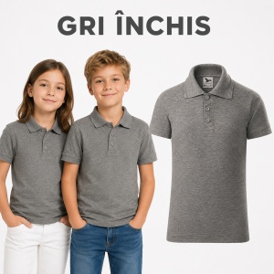 Tricou Polo Copii pentru Uniformă Școlară, Fete și Băieți, cu Guler - Img 17