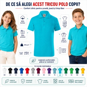 Tricou Polo Copii Tip Tommy, cu Guler, pentru Școală, Fete și Băieți, 4–12 Ani - Img 2