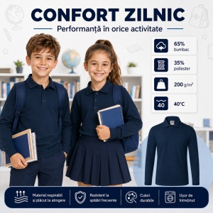 Tricou Polo cu Mâneci Lungi pentru Băieți Bluza Polo Copii - Img 7