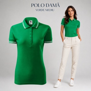 Tricou Polo Damă cu dungi la guler, bumbac 65%, marimi XS - 2XL - 19 nuanțe - Img 28