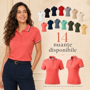 Tricou Polo Damă cu dungi la guler tip Tommy - Img 9