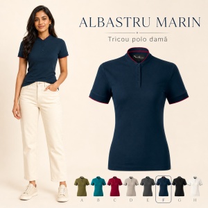Tricou Polo Damă Malfini Diamond 274 – 100% Bumbac, 215 g/m², Guler Tip Bomber, Croială Cambrată - Img 14