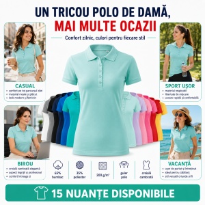 Tricou Polo Damă Malfini Pique Polo Free F10 – 65% Bumbac, 200 g/m², Label Free, XS–2XL - Img 5