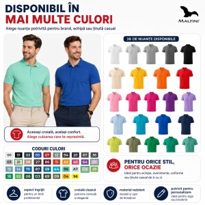 Tricou Polo Pique Bărbați Malfini – Casual & Office, 38 Culori,65% Bumbac S-5XL - Img 10