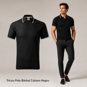 Tricou Polo Pique Bărbați tip Tommy | Guler cu Dungi | 14 Culori Disponibile- 232 - Img 12