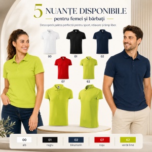 Tricou Polo Sport Unisex Damă și Bărbat Malfini 217 Victory, Extra Dry, 100% Poliester, 150 g/m² - Img 8