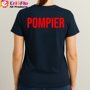 Tricou POMPIERII, Personalizat | Unisex Dama si Barbat, Albastru Inchis - Img 3