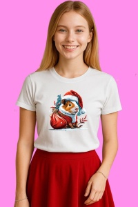 Tricou Porc Cu Instalatie De Craciun, din bumbac 100%, tricou alb, Copii | Dama | Barbat - Img 4