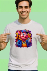 Tricou Porky Pig urban style cu hanorac si text funky Copii | Dama | Barbat Barbat - Img 2