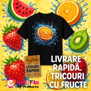 Tricou Portocala in jet de apa, Fructe, Copii | Dama, culoare negru - Img 12