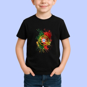 Tricou Portugal Steag Splash Art, Copii | Dama | Barbat, culoare negru - Img 2