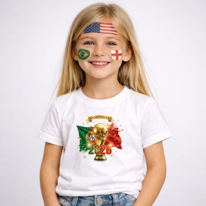 Tricou Portugal World Cup 2026 Fifa V2, din bumbac 100%, tricou alb, Copii | Dama | Barbat - Img 2