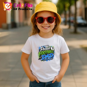 Tricou Proud Football Dad Minge Fotbal Albastru V1, din bumbac 100% , tricou alb pentru Copii | Dama | Barbat - Img 4